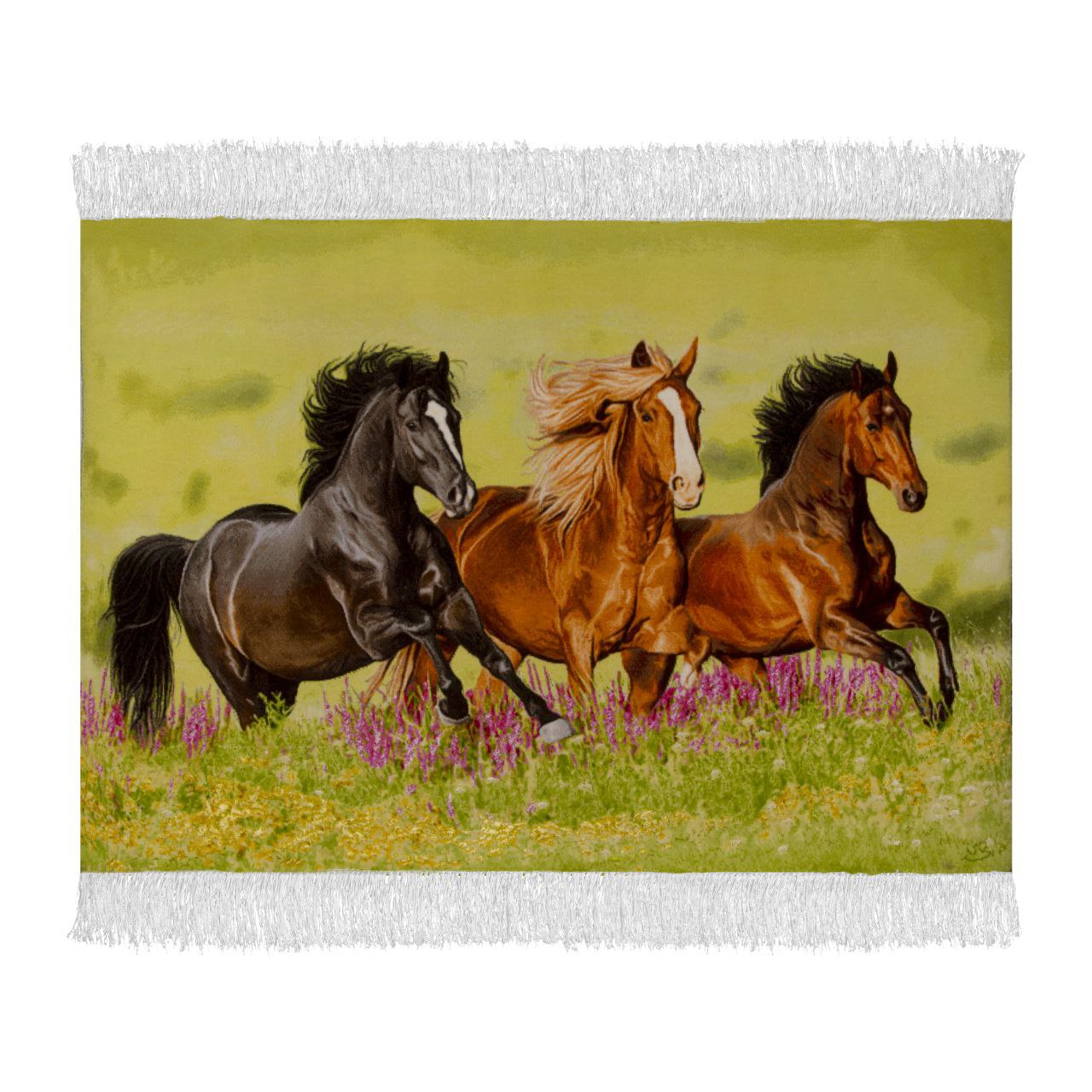 Handwoven Silk Carpet Tableau - Majestic Freedom