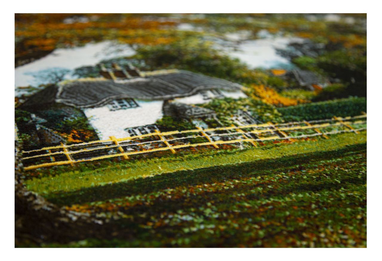 Handwoven Silk Carpet Tableau – Autumn Serenity in Every Thread