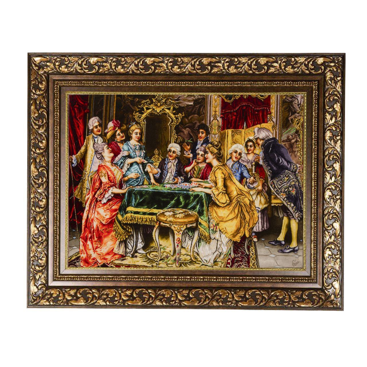 Handwoven Silk Carpet Tableau - Aristocratic Elegance