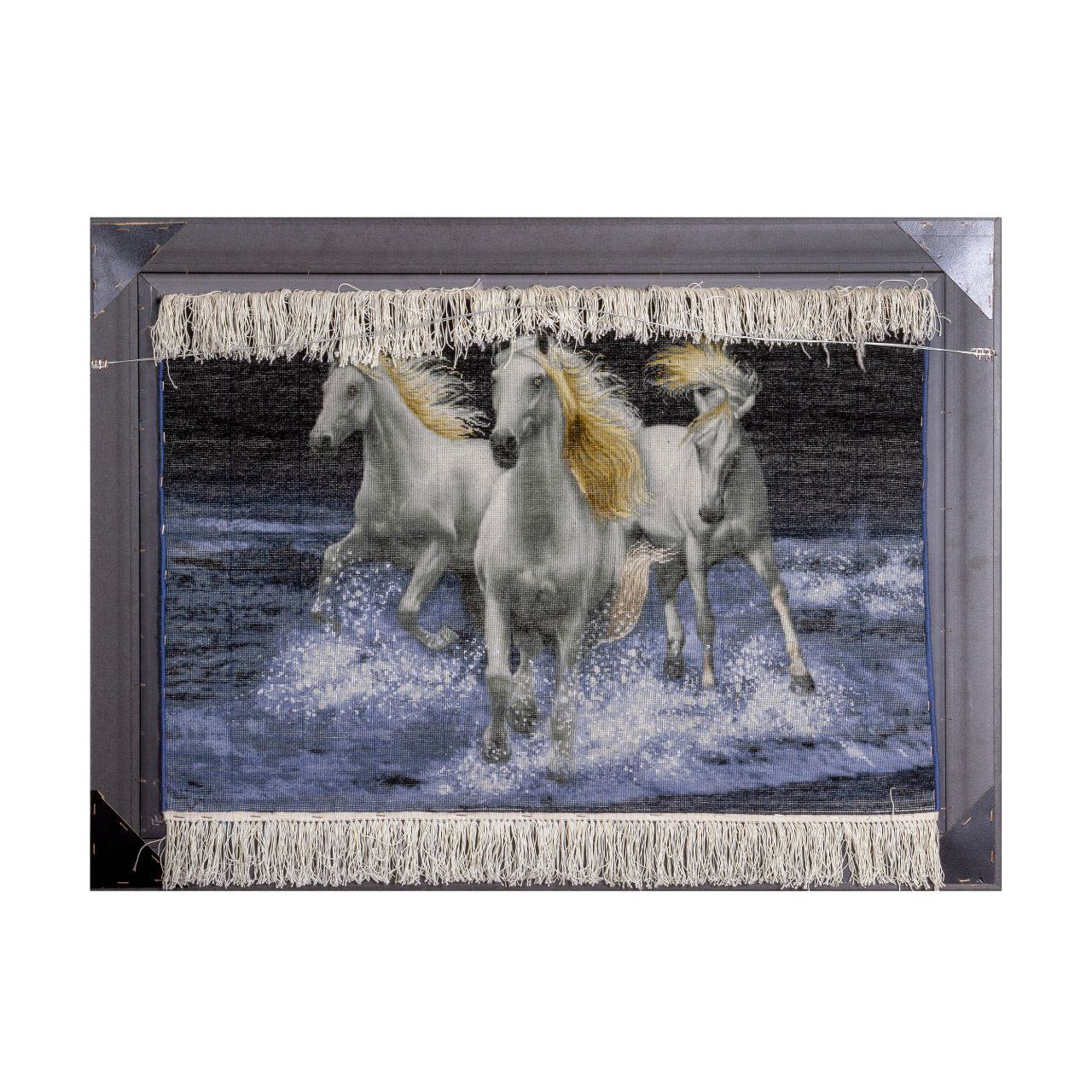 Handwoven Silk Carpet Tableau - Galloping Horses