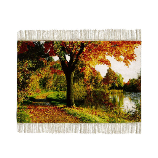 Handwoven Silk Carpet Tableau – Autumn Serenity