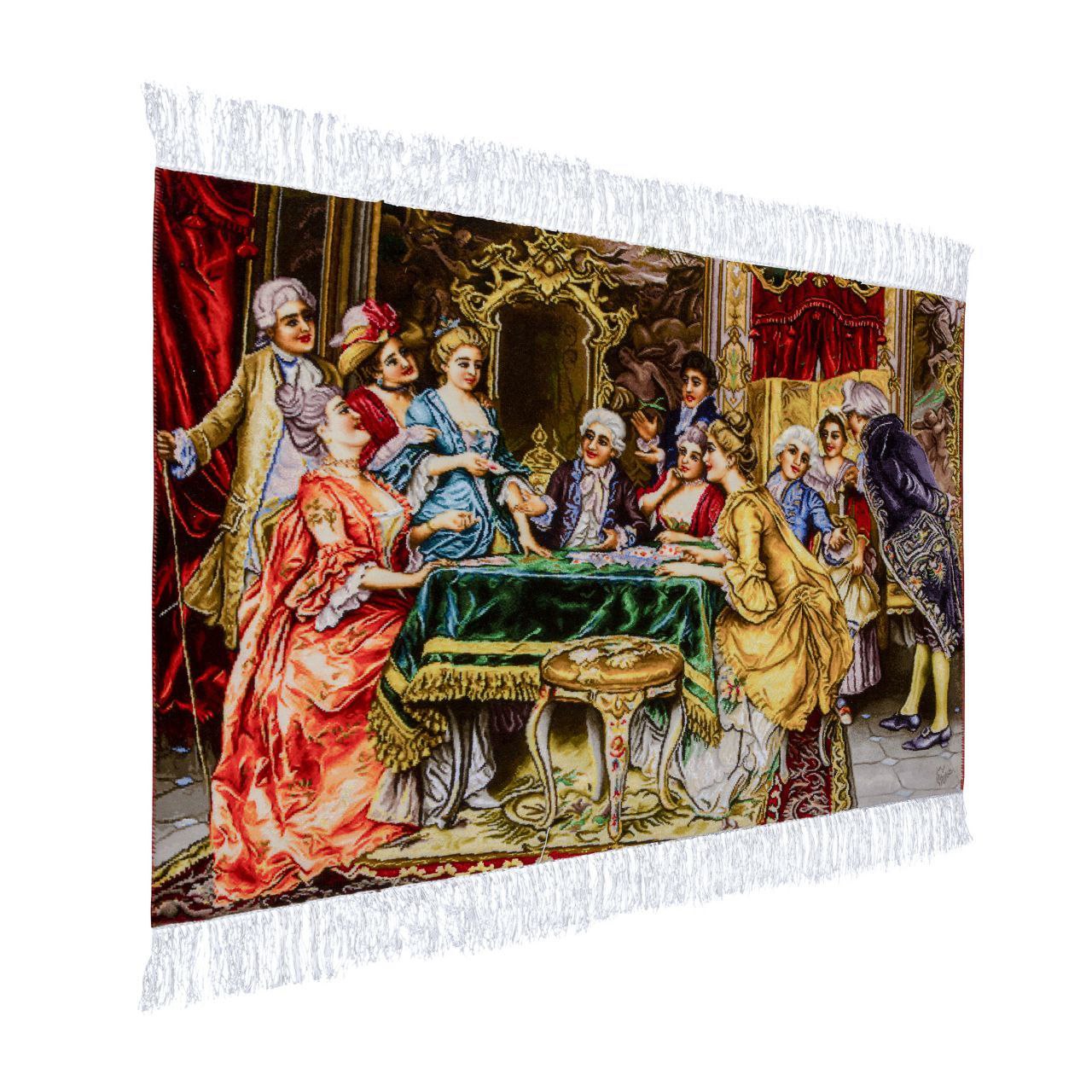 Handwoven Silk Carpet Tableau - Aristocratic Elegance